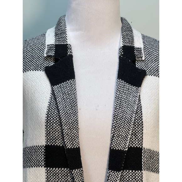 Talbots Cardigan Sweater Jacket Petite Large Black Plaid Shacket Pockets - Picture 3 of 9